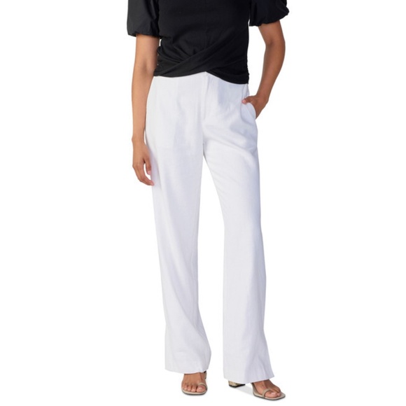 Sanctuary Pants - Sanctuary Women's White Flat Front Regular Fit Straight Leg Trouser Pants Sz 28